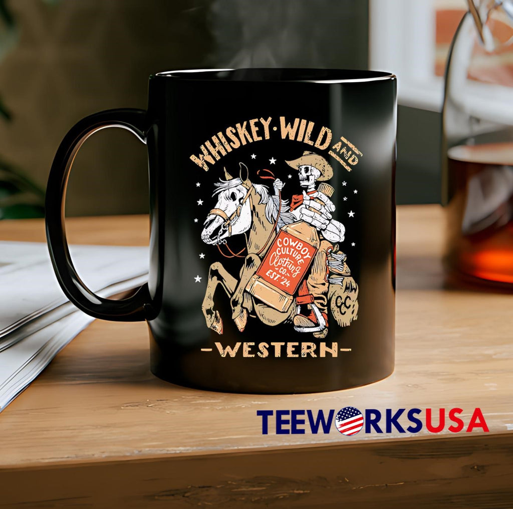 Whiskey Wild And Western Cowboy Skeleton - Adult & Kids T-Shirts, Sweatshirts & Hoodies apparel design preview 2