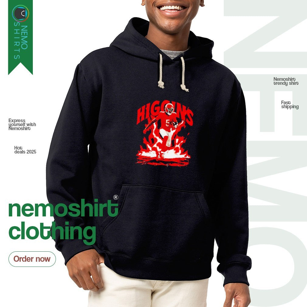 Higgins Cincinnati Bengals player flaming - Adult & Kids T-Shirts, Sweatshirts & Hoodies apparel design preview 2