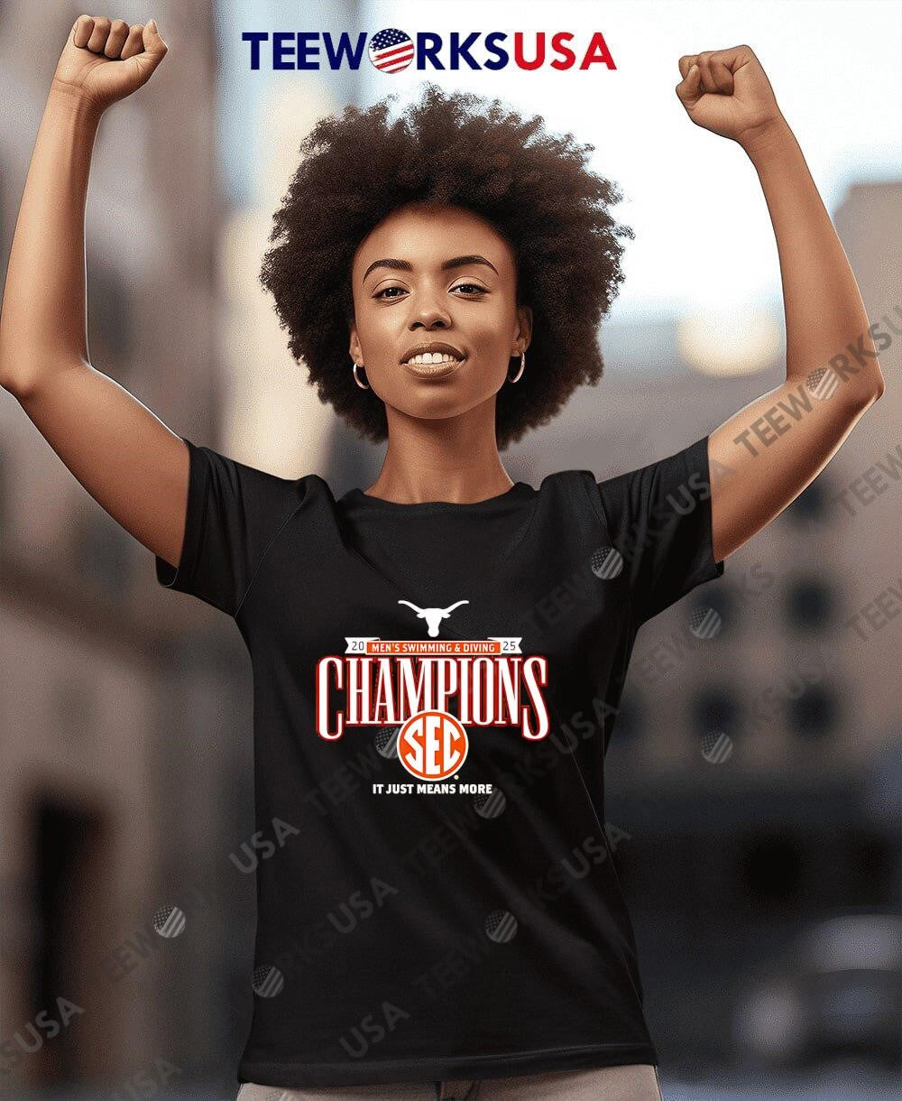 Texas Longhorns 2025 Sec Men's Swimming and Diving - Adult & Kids T-Shirts, Sweatshirts & Hoodies apparel design preview 7
