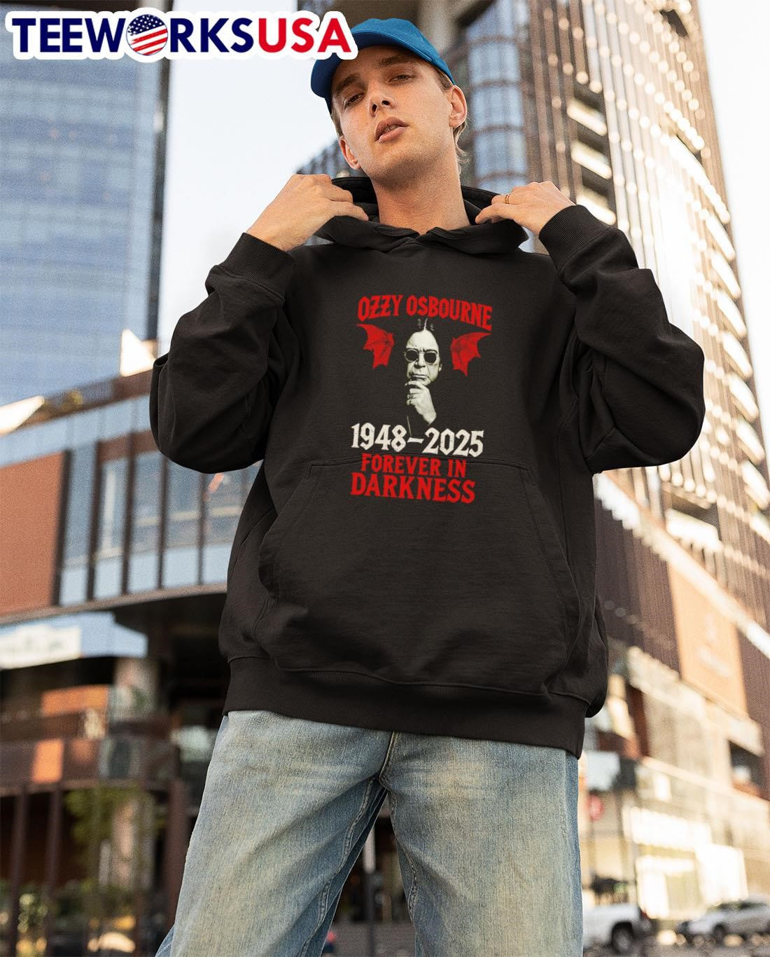 Ozzy osbourne forever in darkness rock legend tribute - Adult & Kids T-Shirts, Sweatshirts & Hoodies apparel design preview 3