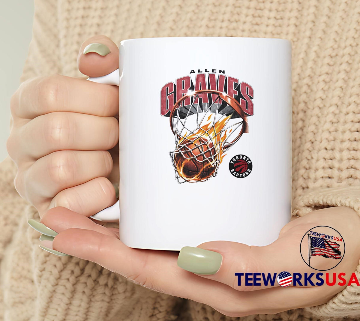 Allen Graves Burning Basketball Through Net Toronto - Adult & Kids T-Shirts, Sweatshirts & Hoodies apparel design preview 4