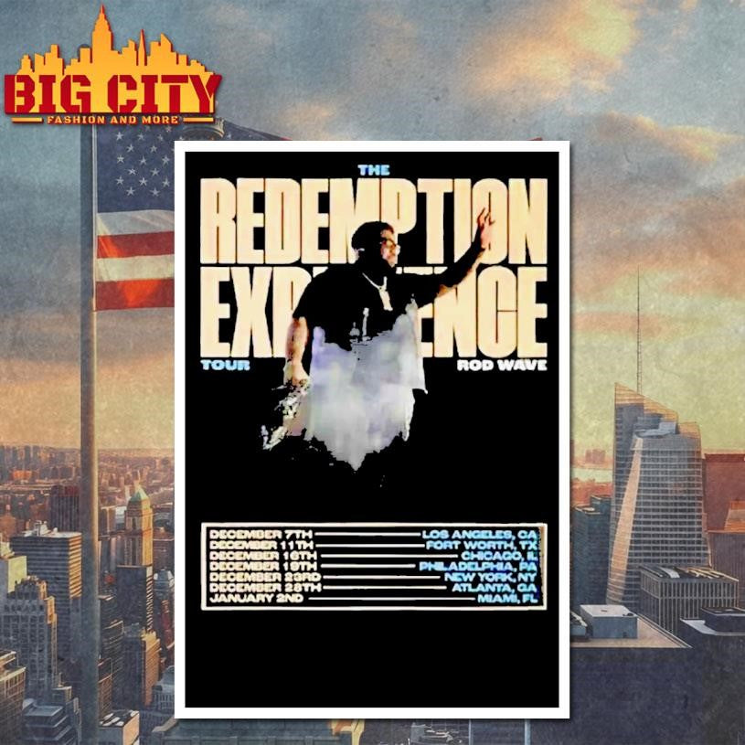 Rod Wave The Redemption Experience Tour - Adult & Kids T-Shirts, Sweatshirts & Hoodies apparel design preview 4