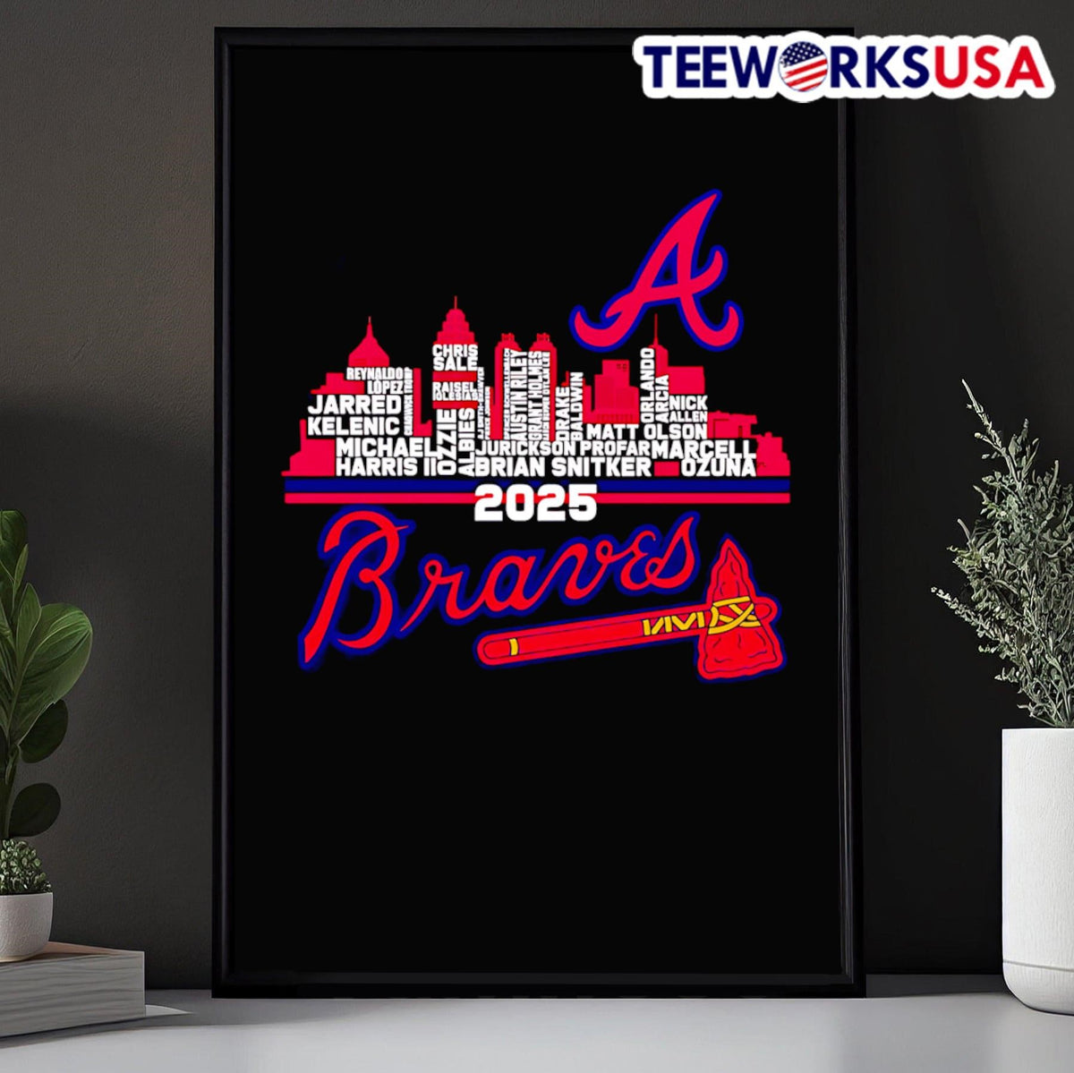 Atlanta Braves 2025 skyline name - Adult & Kids T-Shirts, Sweatshirts & Hoodies apparel design preview 5