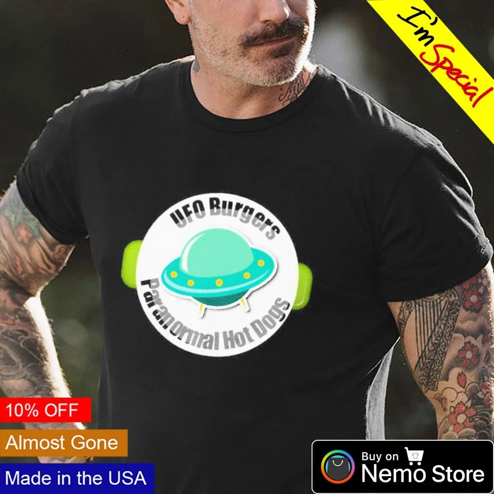 UFO Burgers Paranormal Hot Dogs aliens - Adult & Kids T-Shirts, Sweatshirts & Hoodies apparel design preview 4