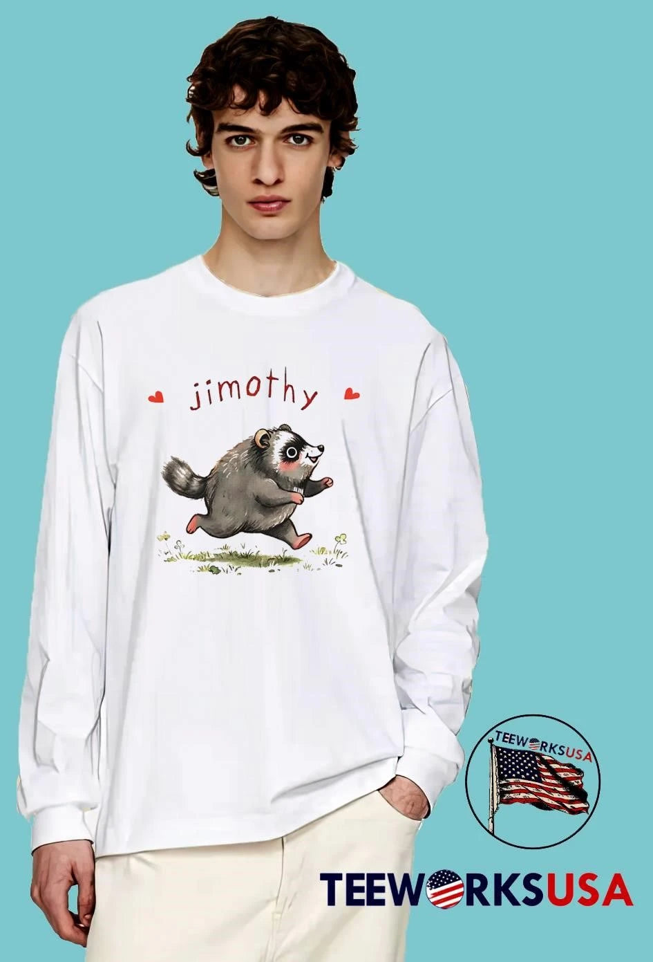 Cute Jimothy Raccoon Running - Adult & Kids T-Shirts, Sweatshirts & Hoodies apparel design preview 3