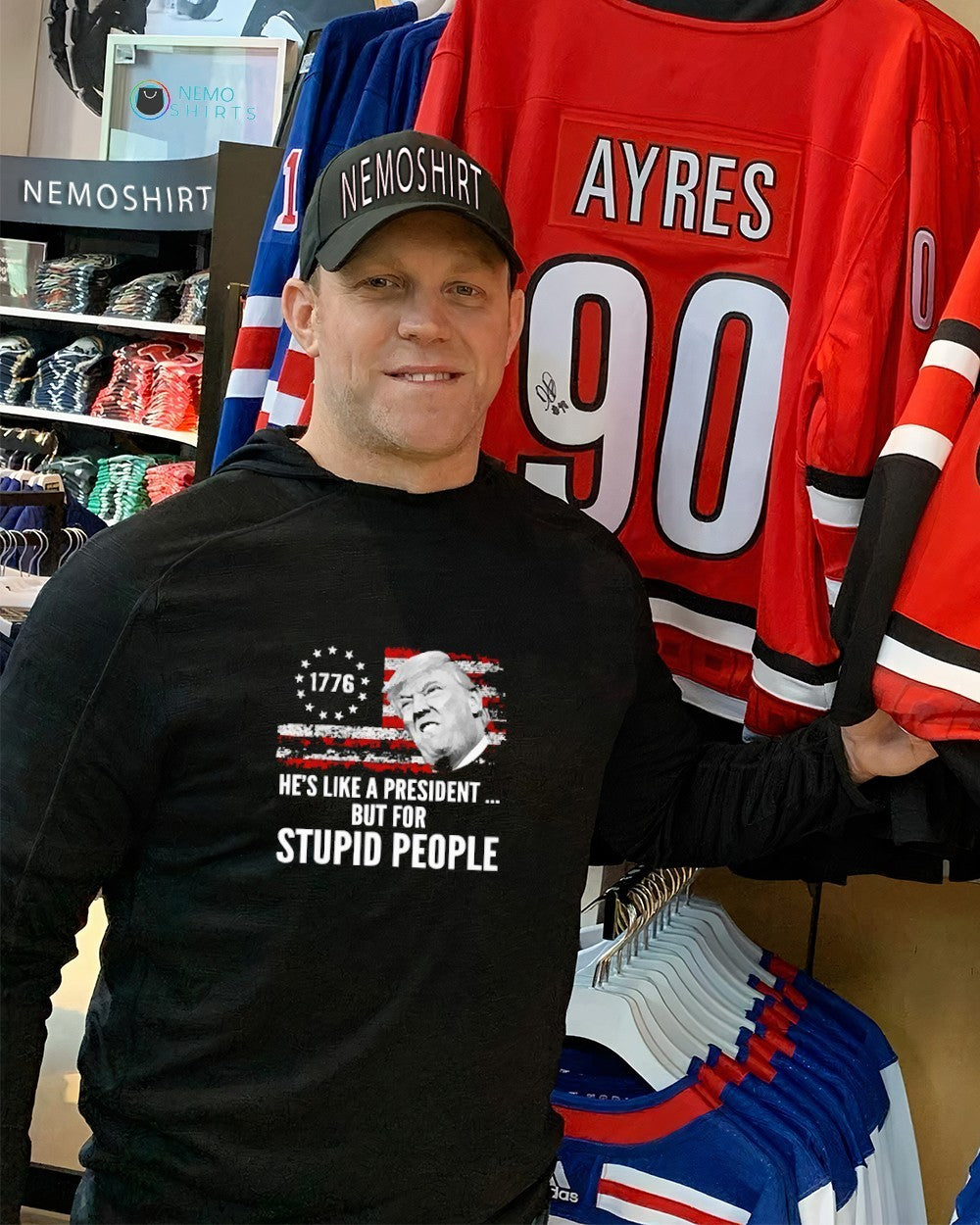 Trump he's like a president but for stupid 1776 US - Adult & Kids T-Shirts, Sweatshirts & Hoodies apparel design preview 2