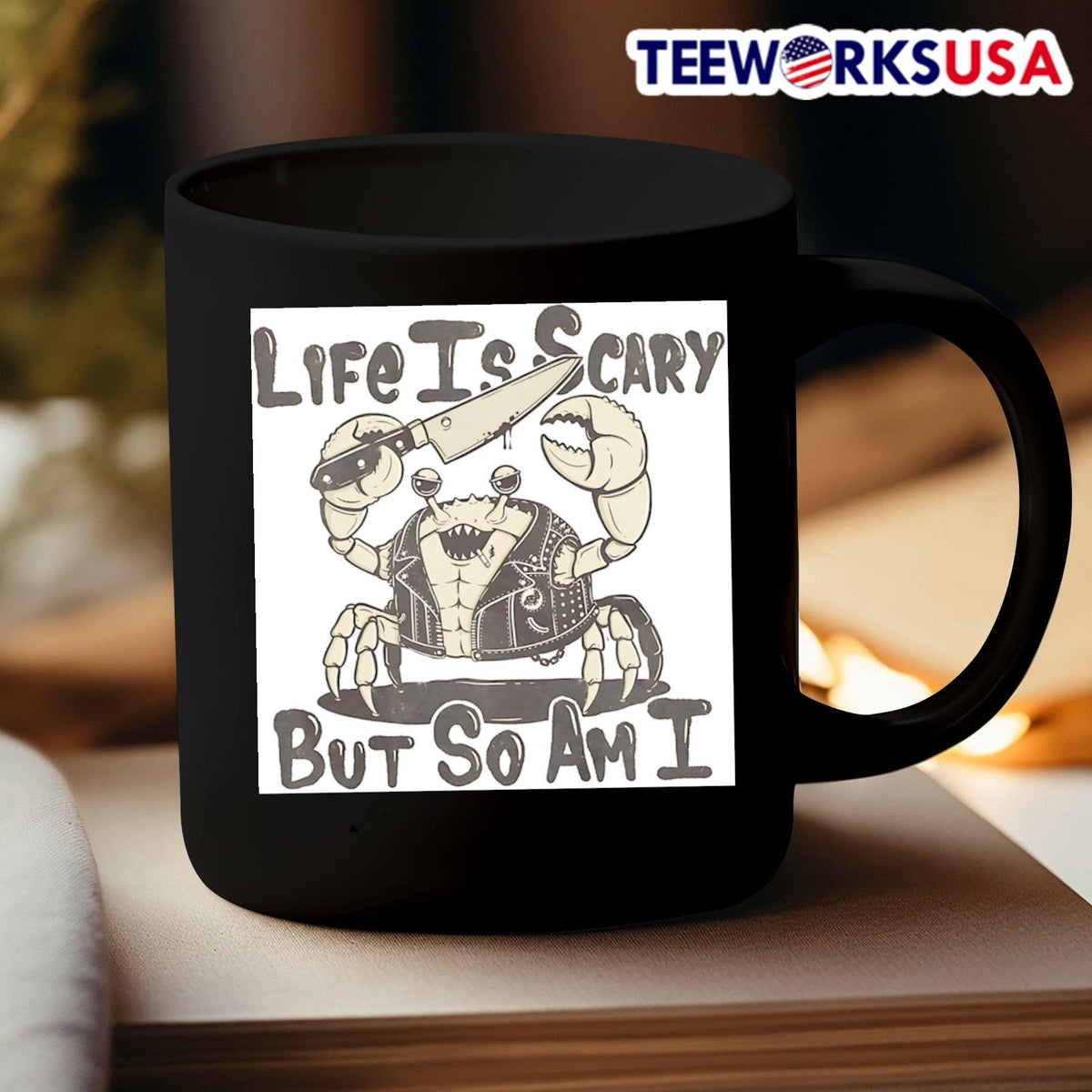 Life is scary but so am I crab smoking - Adult & Kids T-Shirts, Sweatshirts & Hoodies apparel design preview 3