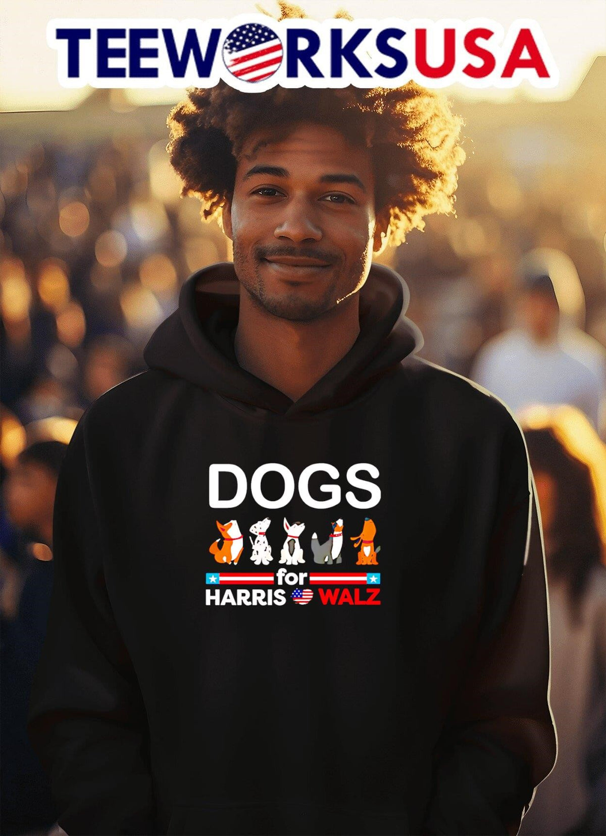 Dogs for Harris Walz cartoon - Adult & Kids T-Shirts, Sweatshirts & Hoodies apparel design preview 2