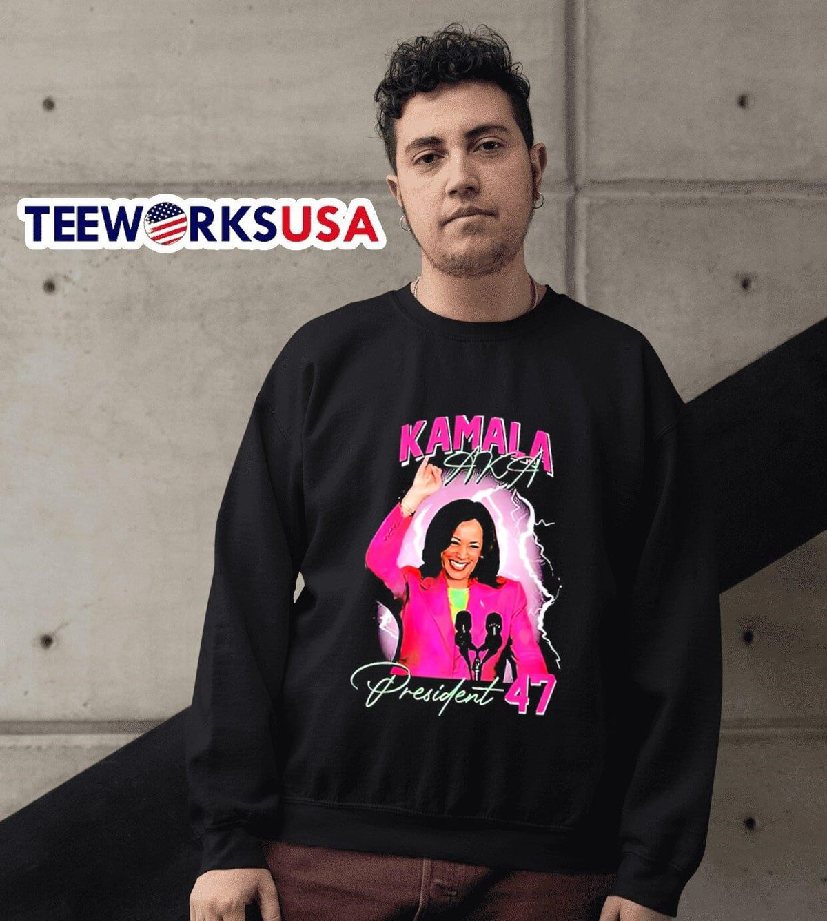 Kamala Harris aka president 47 graphic - Adult & Kids T-Shirts, Sweatshirts & Hoodies apparel design preview 3