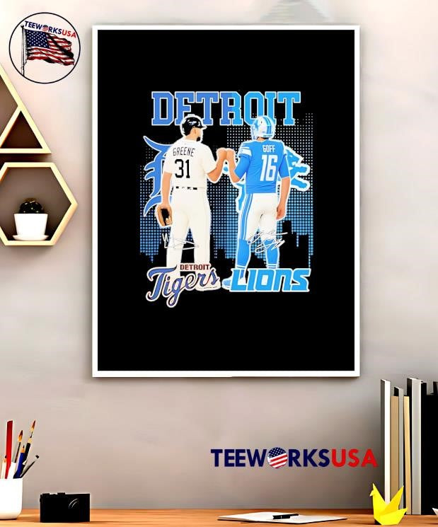 Riley greene and jared goff detroit tigers x lions - Adult & Kids T-Shirts, Sweatshirts & Hoodies apparel design preview 5
