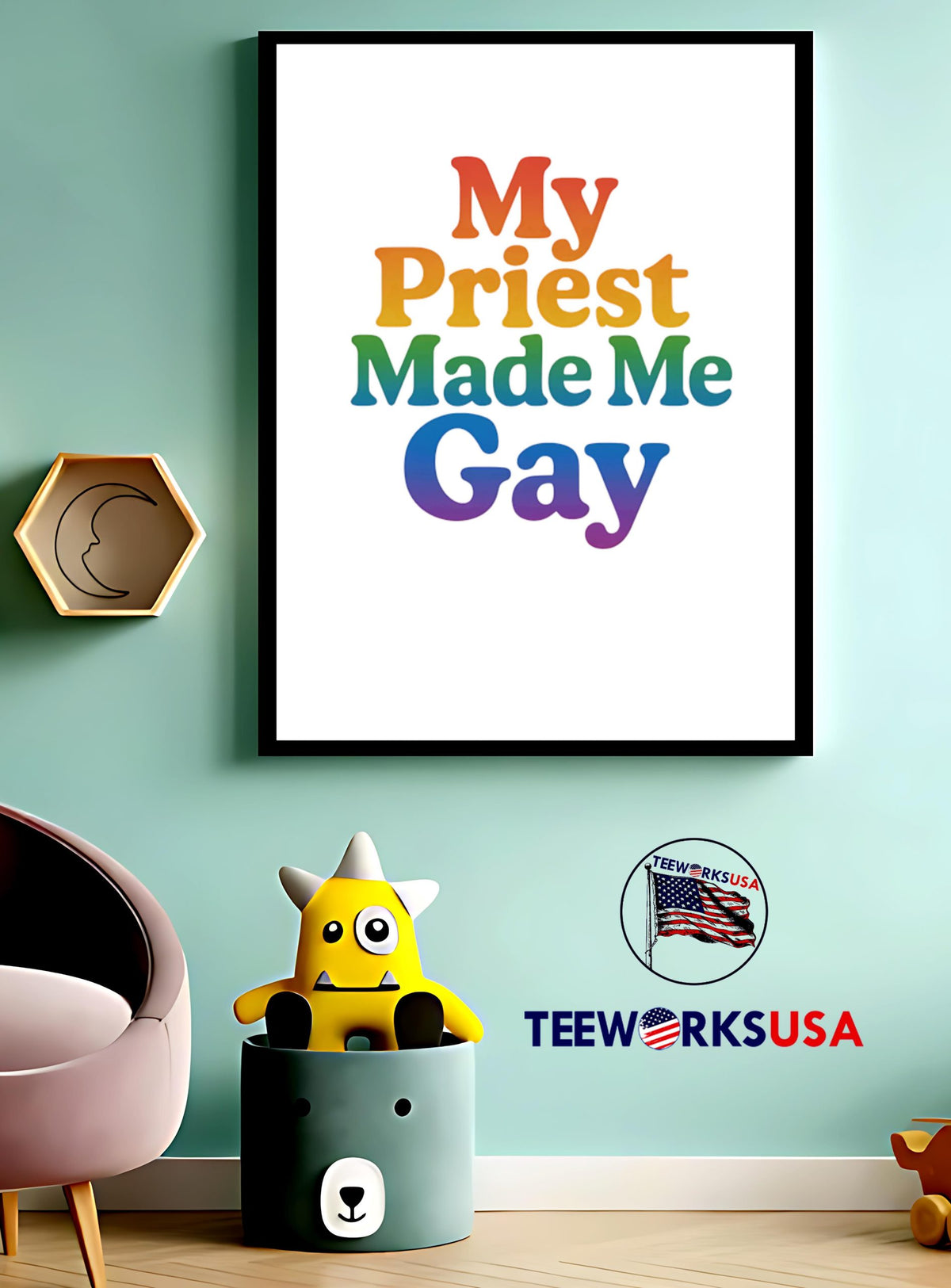 My priest made me gay pride - Adult & Kids T-Shirts, Sweatshirts & Hoodies apparel design preview 3