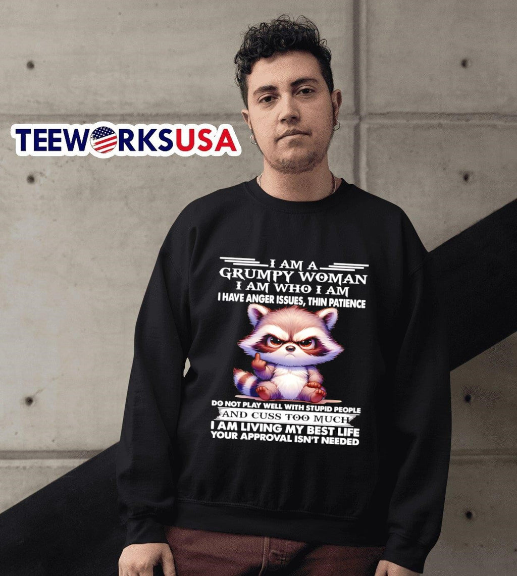 Raccoon I am a grumpy woman who have anger issues - Adult & Kids T-Shirts, Sweatshirts & Hoodies apparel design preview 6