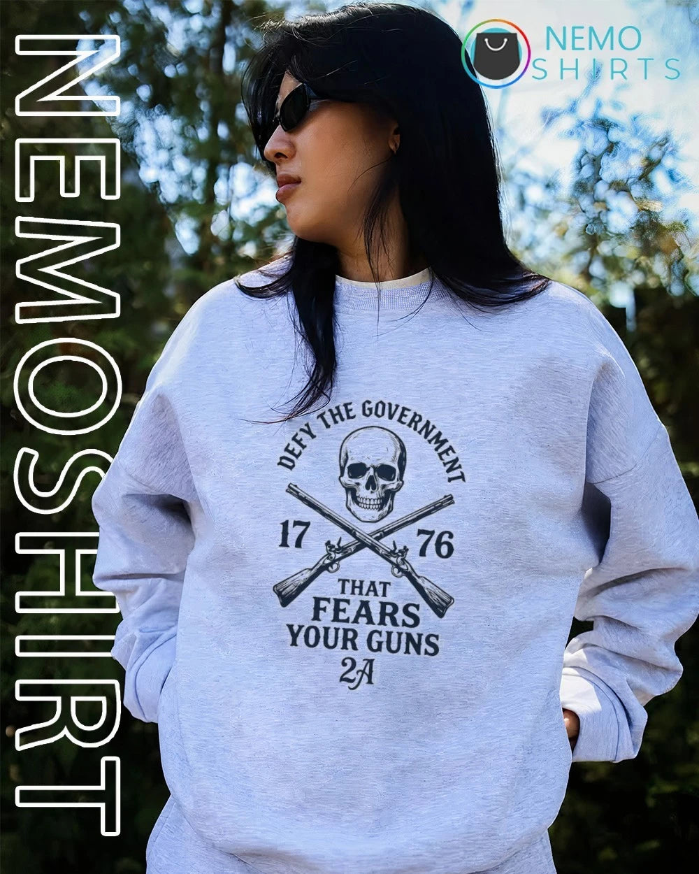 Defy the Government 1776 That Fears Your Guns 2A - Adult & Kids T-Shirts, Sweatshirts & Hoodies apparel design preview 3