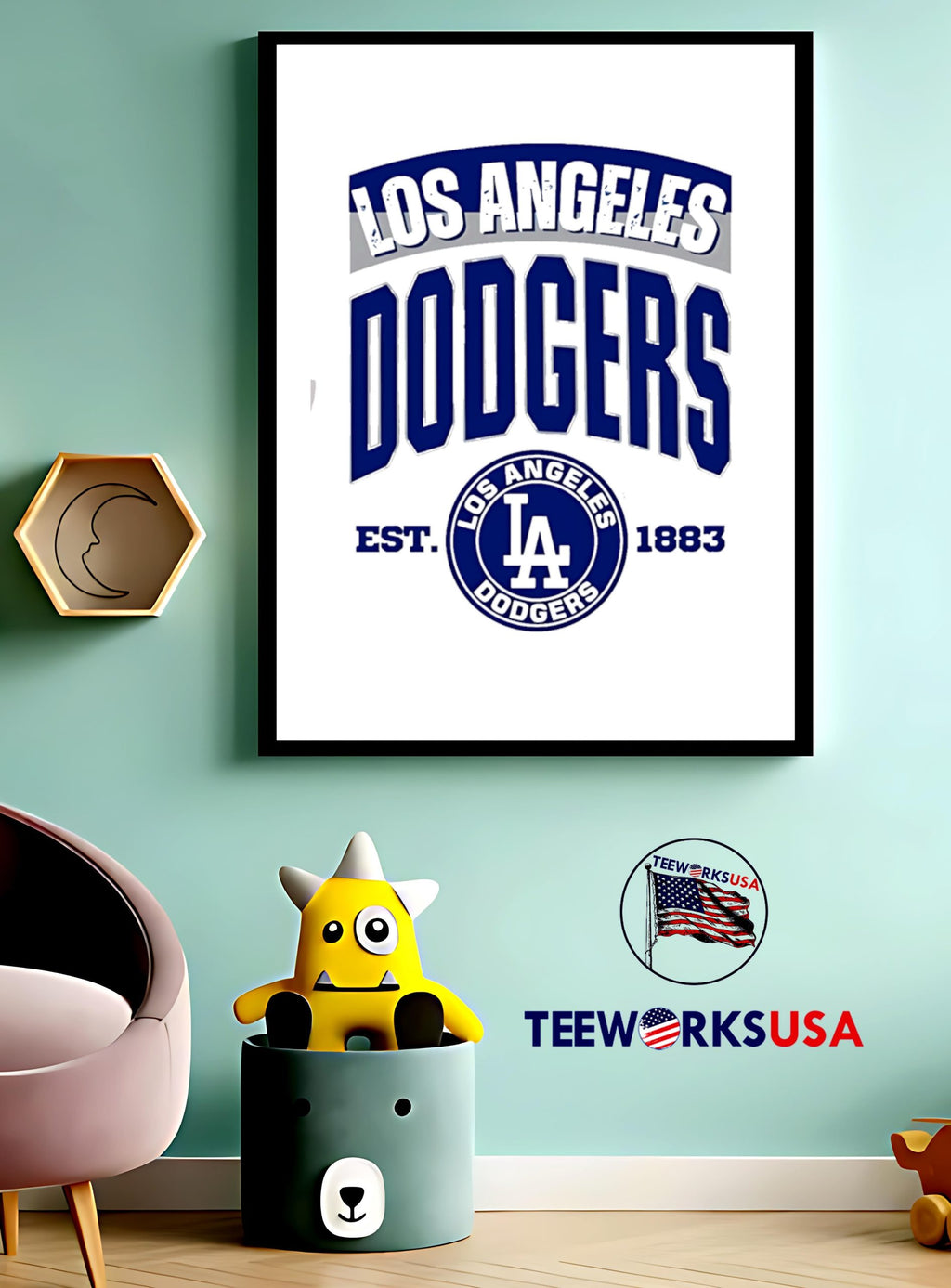 Los Angeles Dodgers Circle Logo Vintage Est 1883 - Adult & Kids T-Shirts, Sweatshirts & Hoodies apparel design preview 3