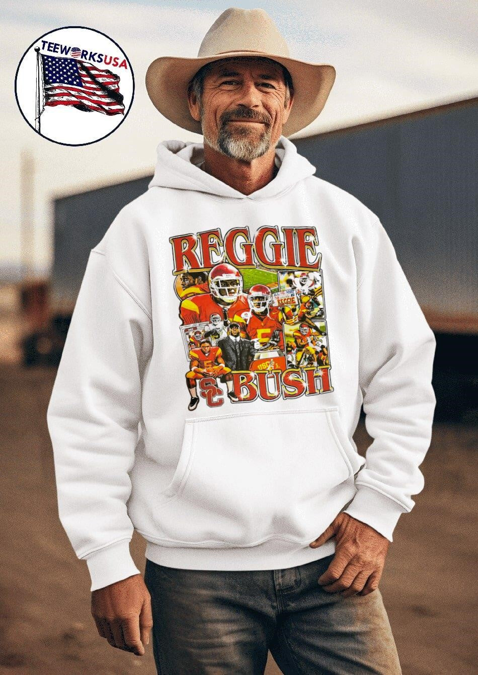USC Trojans Reggie Bush 5 retro graphic - Adult & Kids T-Shirts, Sweatshirts & Hoodies apparel design preview 2