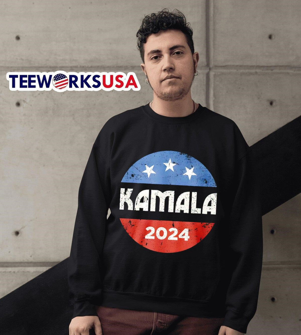 Kamala Harris 2024 Election retro logo - Adult & Kids T-Shirts, Sweatshirts & Hoodies apparel design preview 3