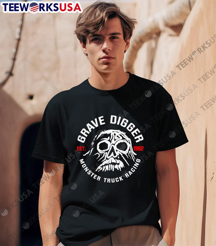 Monster Jam Superstore Grave Digger Retro Ghost - Adult & Kids T-Shirts, Sweatshirts & Hoodies apparel design preview 1