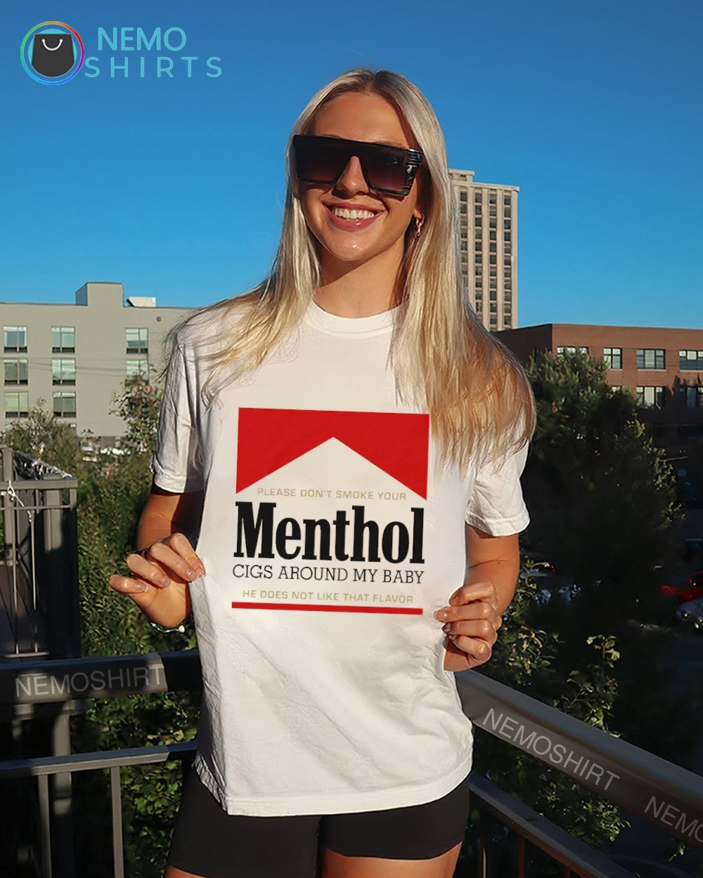 Please don't smoke your menthol cigs around my baby - Adult & Kids T-Shirts, Sweatshirts & Hoodies apparel design preview 4