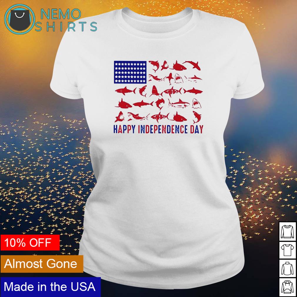 Shark happy Independence day American flag - Adult & Kids T-Shirts, Sweatshirts & Hoodies apparel design preview 3