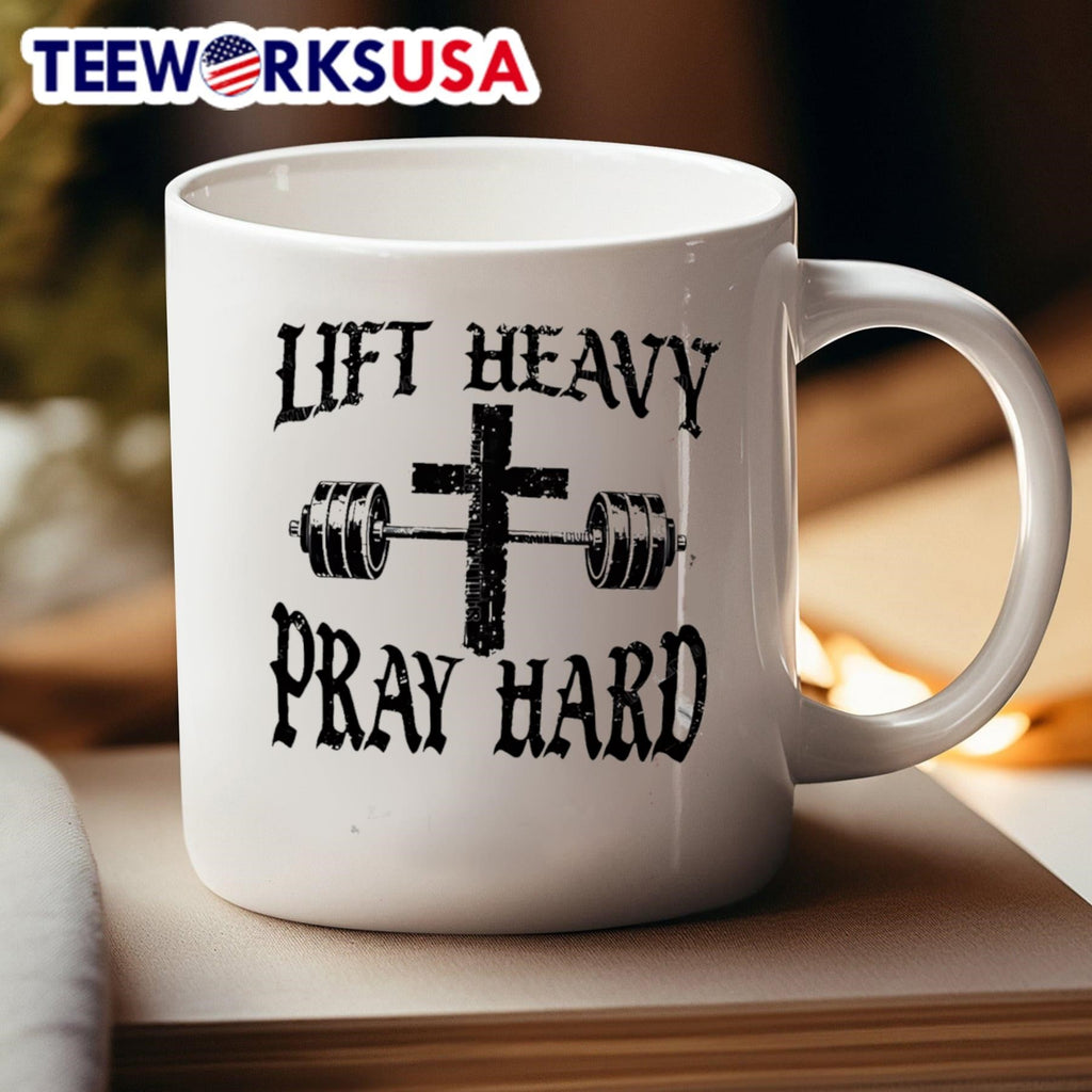 Lift Heavy Pray Hard With Cross And Barbell - Adult & Kids T-Shirts, Sweatshirts & Hoodies apparel design preview 4