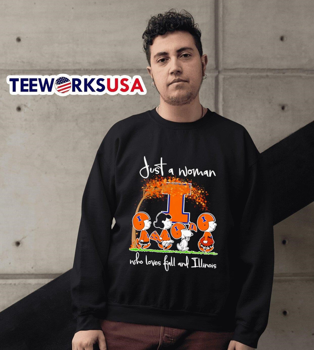 Peanuts just a woman who loves fall and Illinois - Adult & Kids T-Shirts, Sweatshirts & Hoodies apparel design preview 6