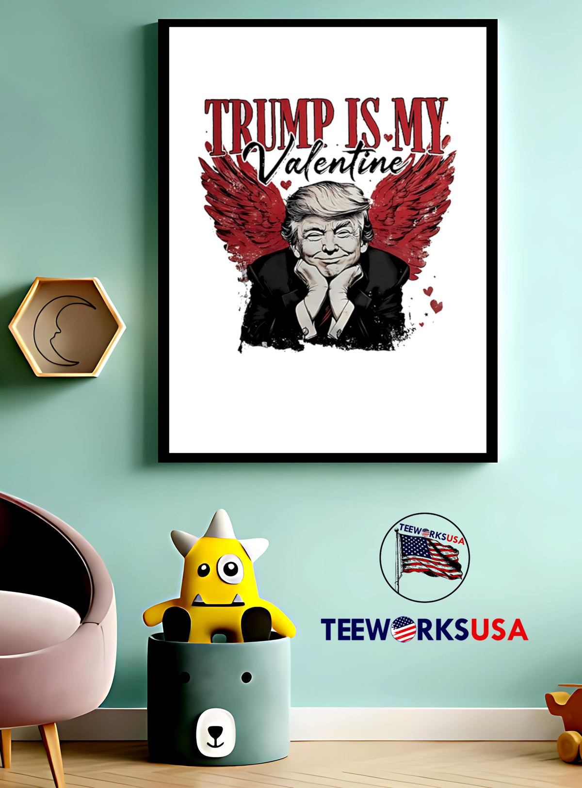 Trump Is My Valentine Cupid Wings Funny - Adult & Kids T-Shirts, Sweatshirts & Hoodies apparel design preview 4