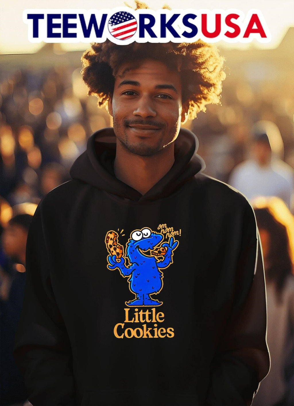 Cookie Monster in the style of Little Caesars Pizza - Adult & Kids T-Shirts, Sweatshirts & Hoodies apparel design preview 2