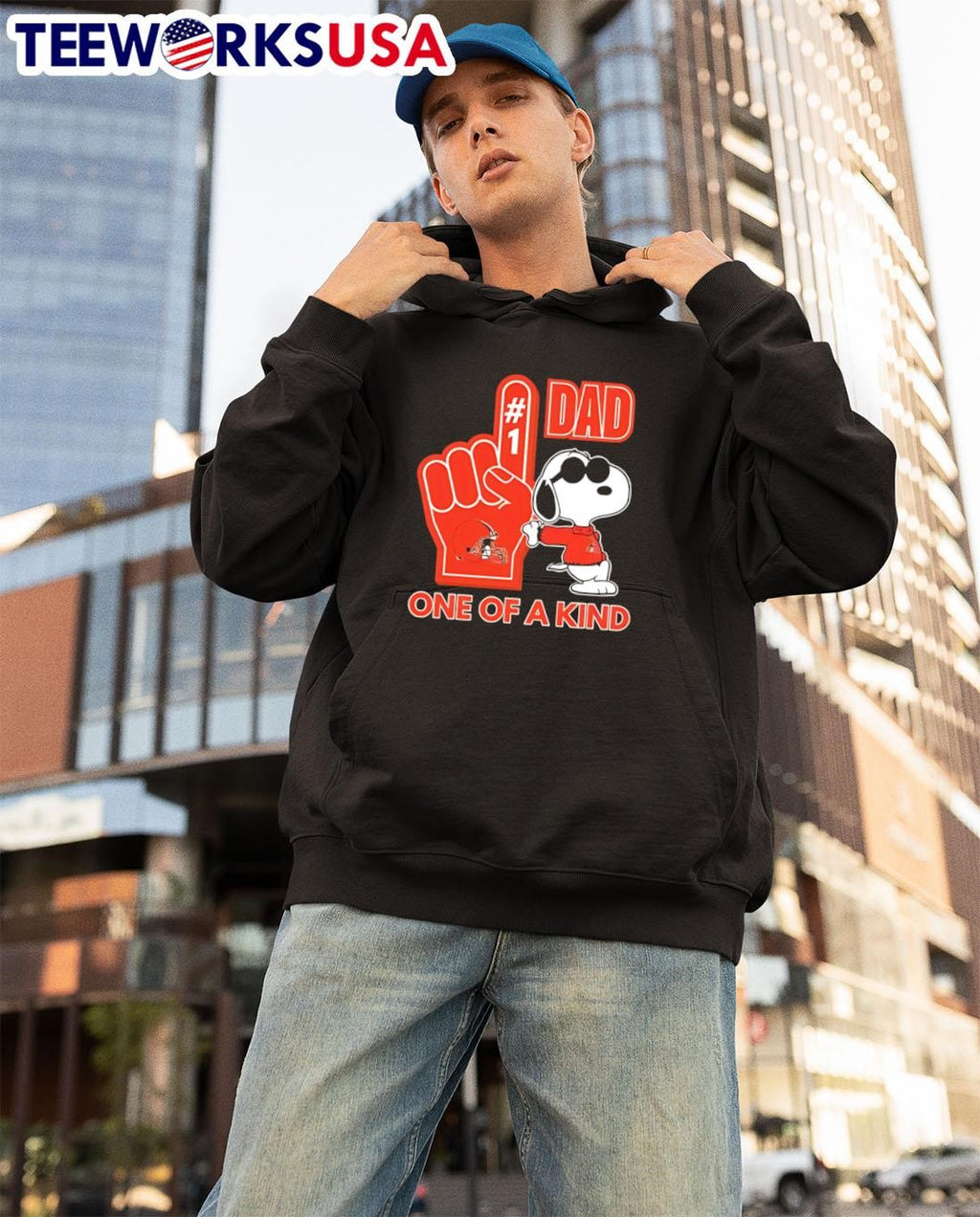 Snoopy Cleveland Browns #1 DAD One of A Kind - Adult & Kids T-Shirts, Sweatshirts & Hoodies apparel design preview 3