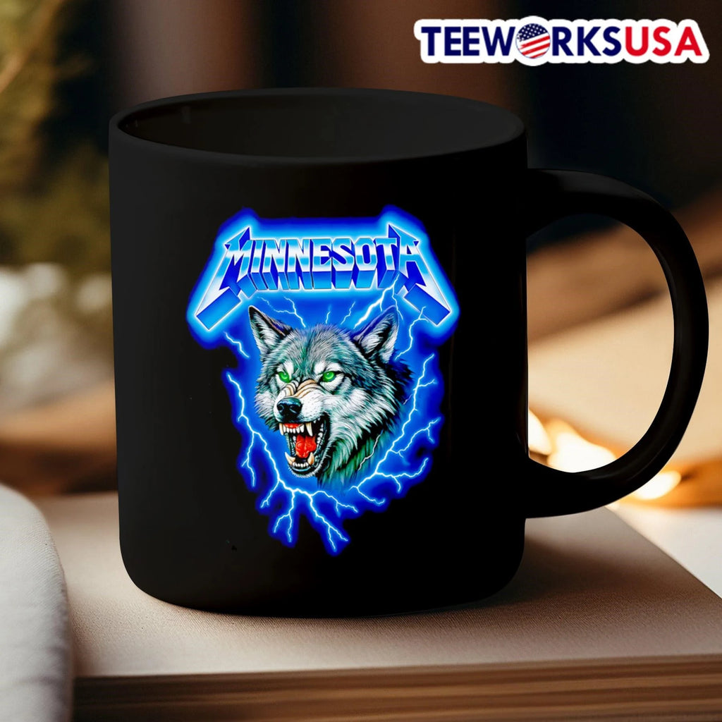 Minnesota Wolf With Lightning - Adult & Kids T-Shirts, Sweatshirts & Hoodies apparel design preview 3