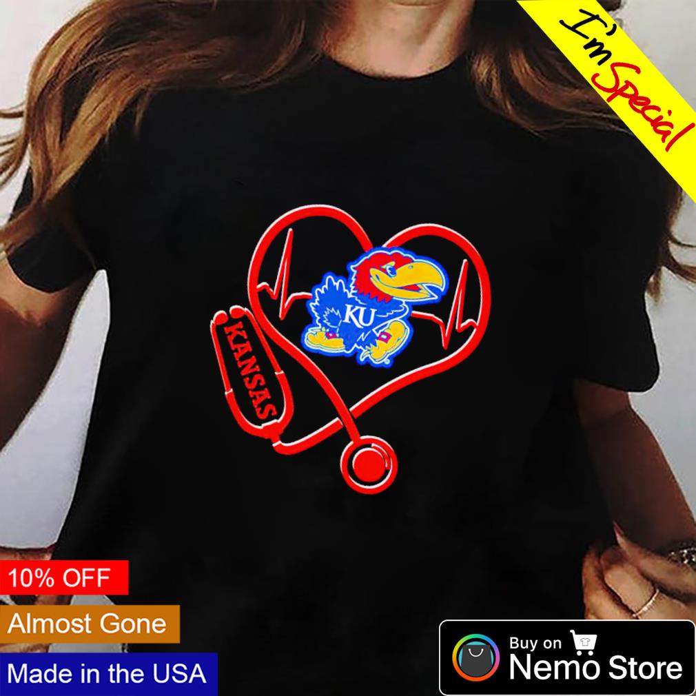 Heartbeat nurse Kansas Jayhawks - Adult & Kids T-Shirts, Sweatshirts & Hoodies apparel design preview 2