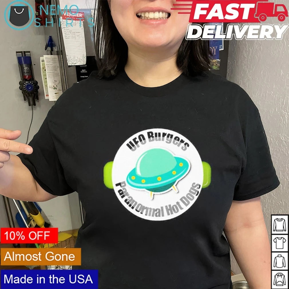 UFO Burgers Paranormal Hot Dogs aliens - Adult & Kids T-Shirts, Sweatshirts & Hoodies apparel design preview 2