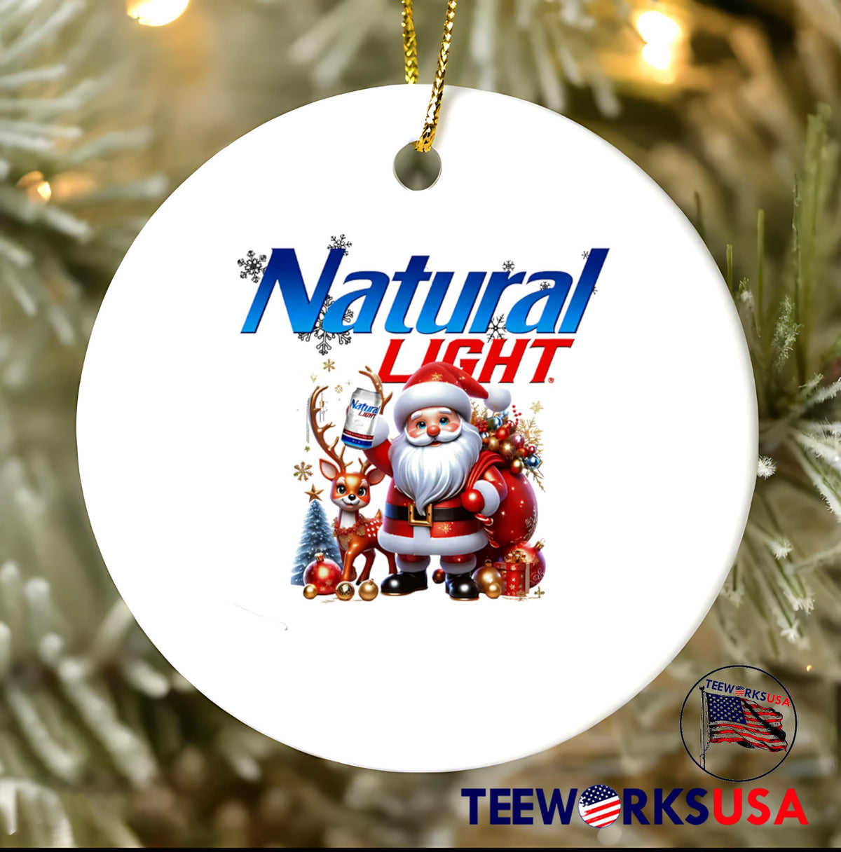 Natural Light beer Santa Claus cartoon christmas - Adult & Kids T-Shirts, Sweatshirts & Hoodies apparel design preview 3