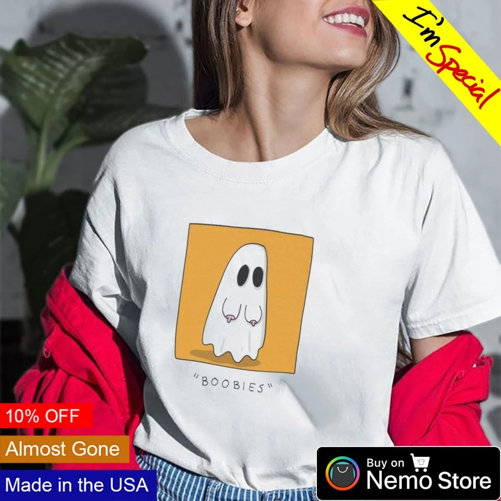 Boobies Ghost Pun funny halloween - Adult & Kids T-Shirts, Sweatshirts & Hoodies apparel design preview 2