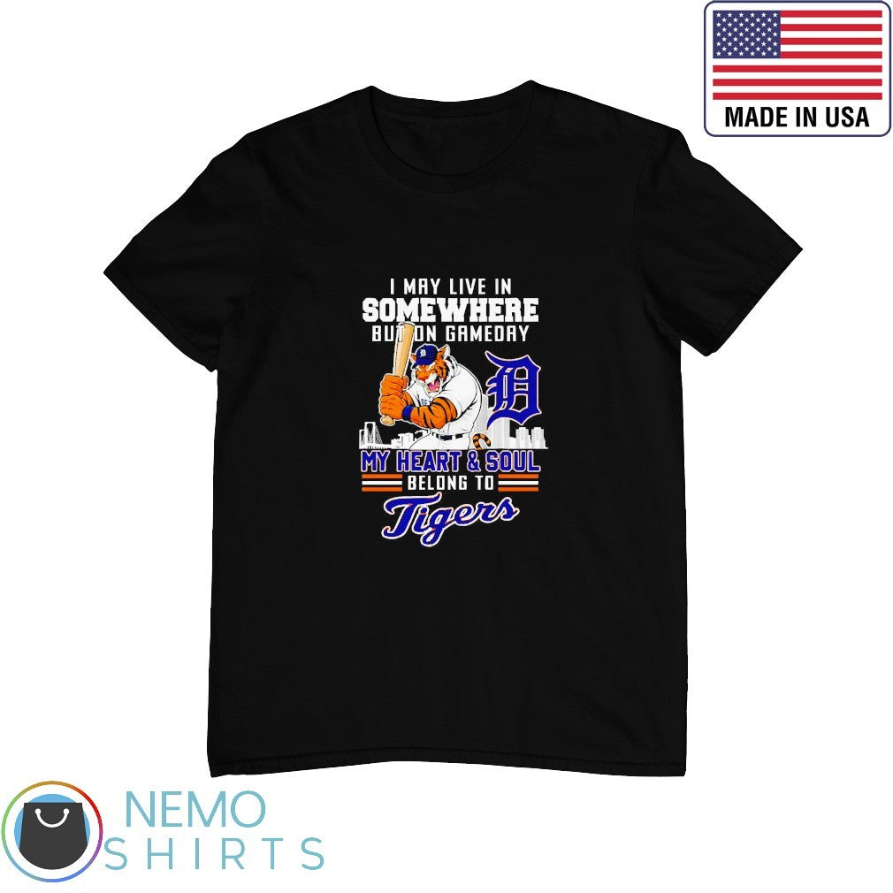 I may live in somewhere but on gameday my heart and - Adult & Kids T-Shirts, Sweatshirts & Hoodies apparel design preview 1