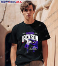 Action Lamar Jackson Baltimore Ravens signature - Adult & Kids T-Shirts, Sweatshirts & Hoodies apparel design preview 1
