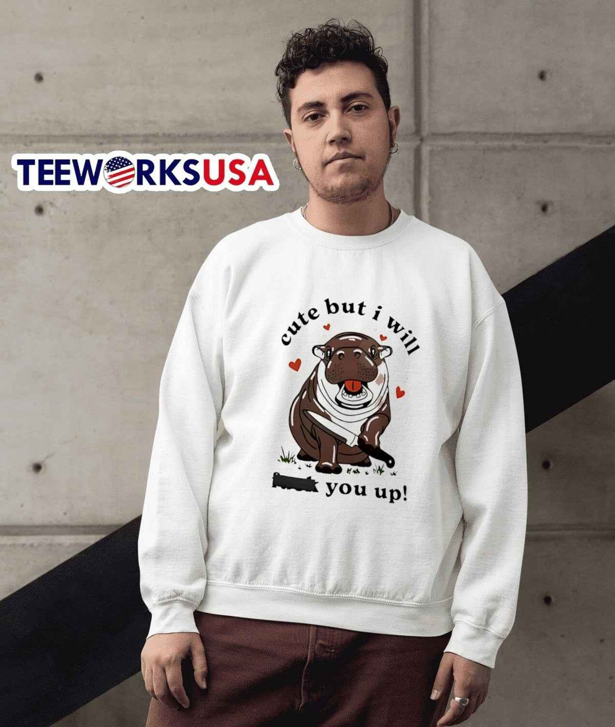 Moodeng Cute But I Will You Up - Adult & Kids T-Shirts, Sweatshirts & Hoodies apparel design preview 5