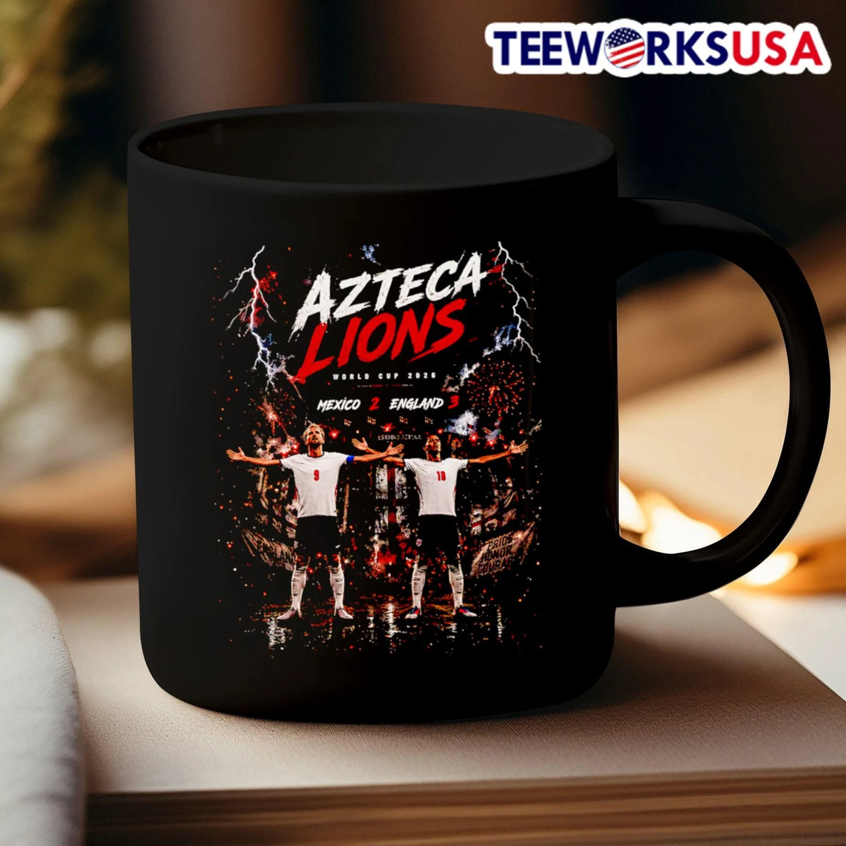 Azteca Lions England 3 Mexico 2 World Cup 2026 - Adult & Kids T-Shirts, Sweatshirts & Hoodies apparel design preview 3