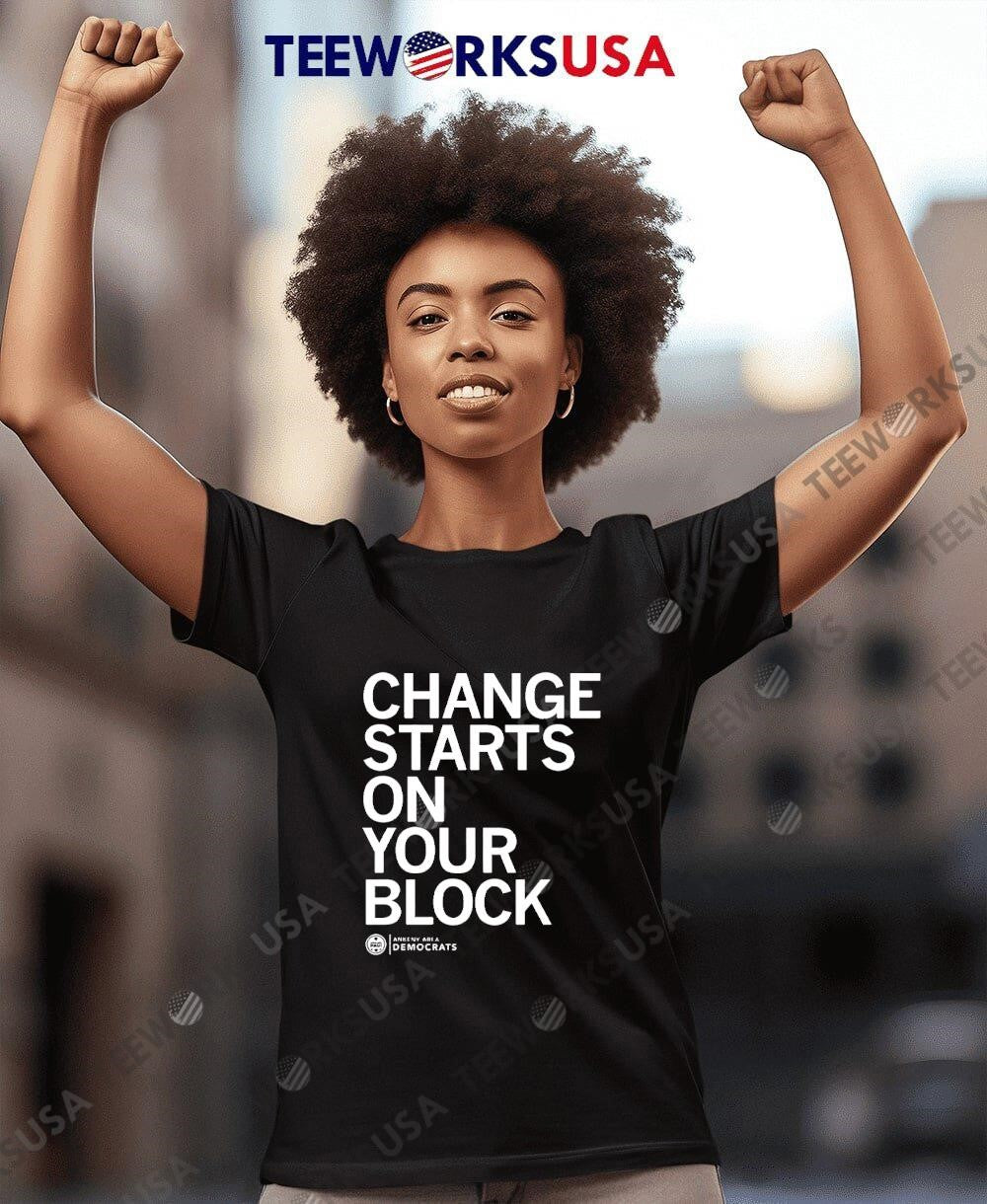 Change Starts on Your Block Ankeny Area Democrats - Adult & Kids T-Shirts, Sweatshirts & Hoodies apparel design preview 7