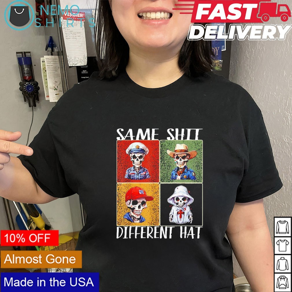 Same shit different hat skeleton vintage - Adult & Kids T-Shirts, Sweatshirts & Hoodies apparel design preview 3