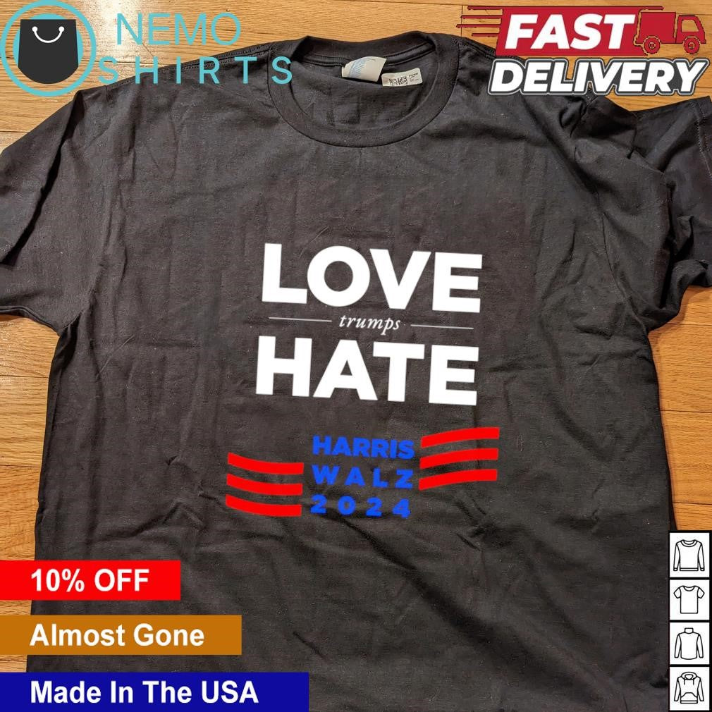 Love Trumps hate Harris Walz 2024 - Adult & Kids T-Shirts, Sweatshirts & Hoodies apparel design preview 4