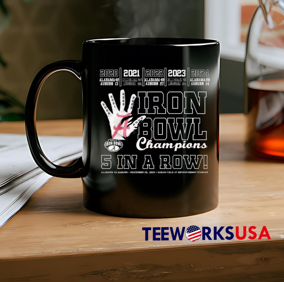 Alabama Crimson Tide Iron Bowl Champions 5 In A Row - Adult & Kids T-Shirts, Sweatshirts & Hoodies apparel design preview 2