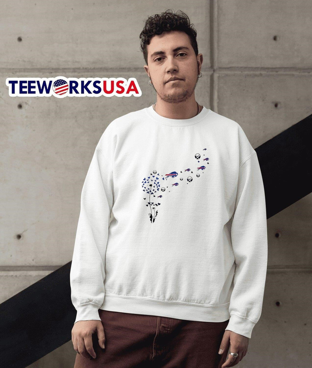Get your laughs in bloom with a Buffalo Bills flower - Adult & Kids T-Shirts, Sweatshirts & Hoodies apparel design preview 3