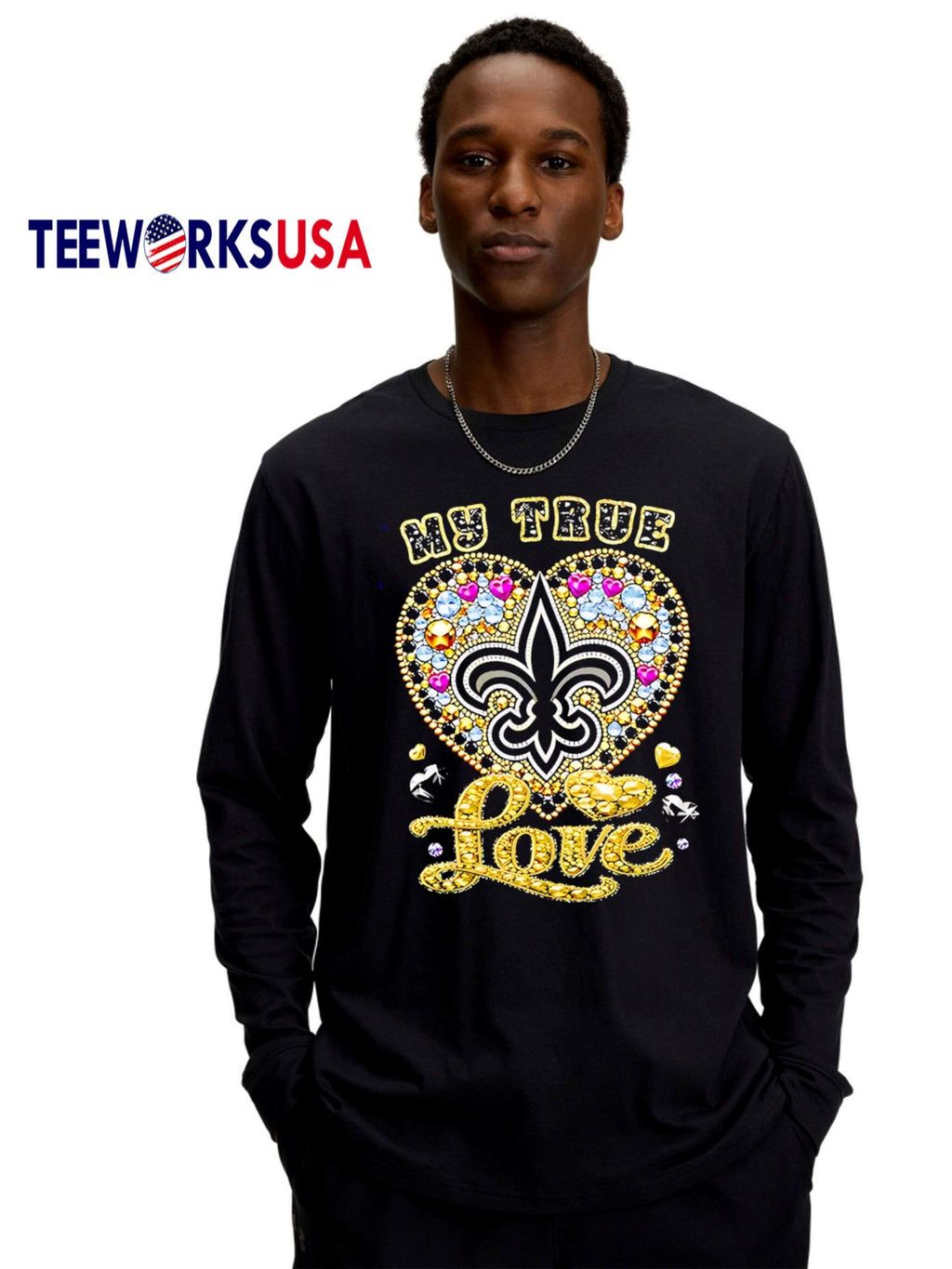 My True Love New Orleans Saints twinkle - Adult & Kids T-Shirts, Sweatshirts & Hoodies apparel design preview 4