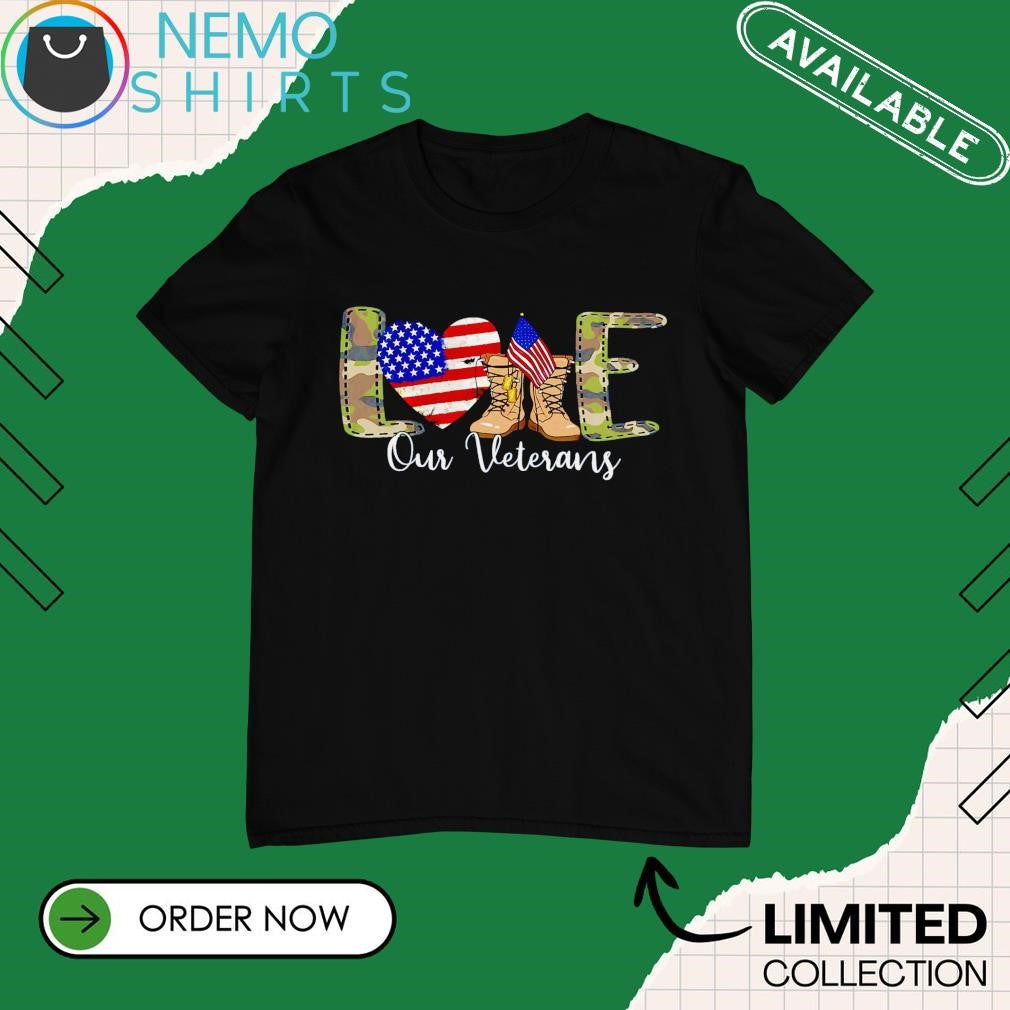 Love Our Veterans Day Proud Military American flag - Adult & Kids T-Shirts, Sweatshirts & Hoodies apparel design preview 1