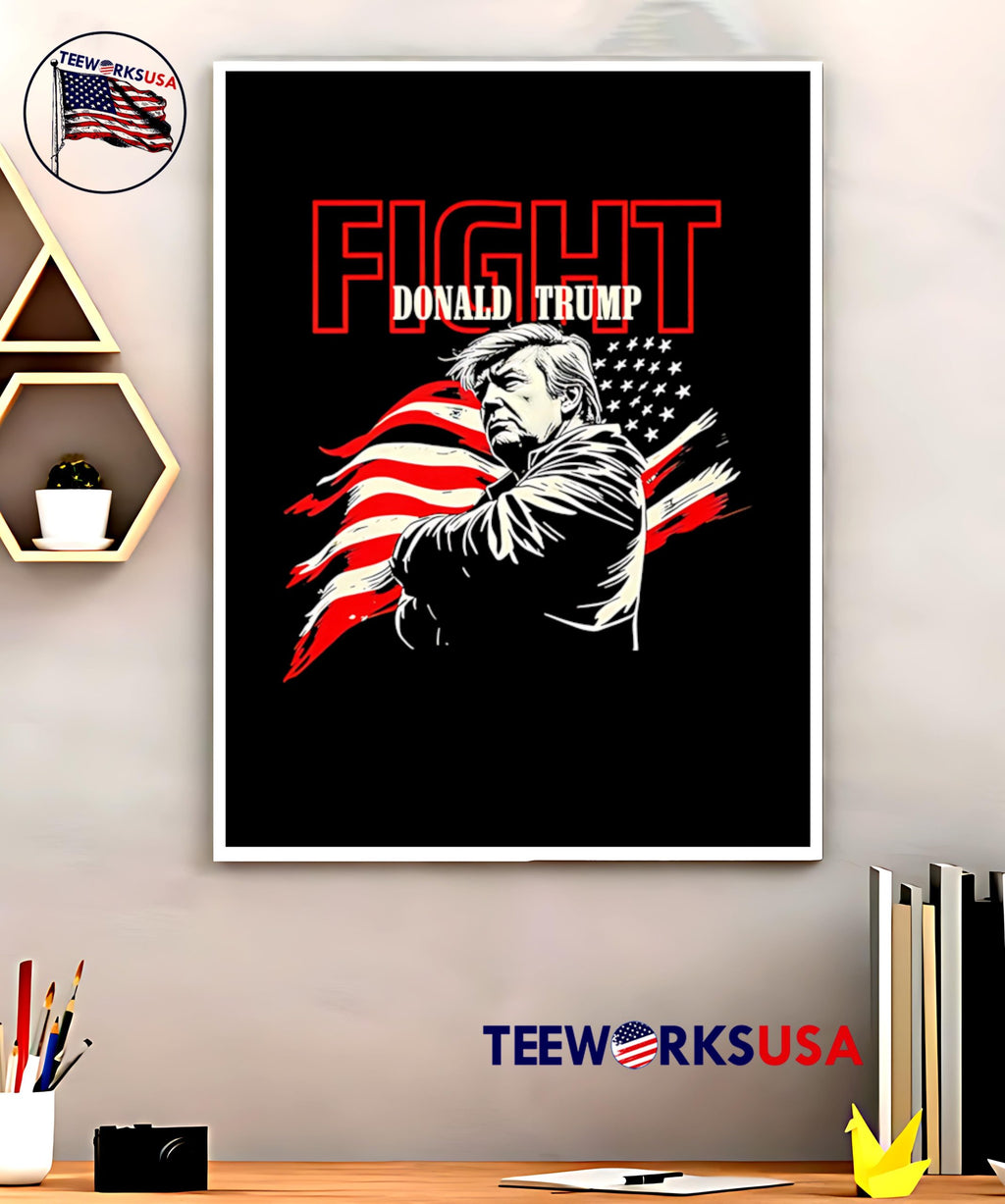 FIGHT Donald Trump American Flag - Adult & Kids T-Shirts, Sweatshirts & Hoodies apparel design preview 5