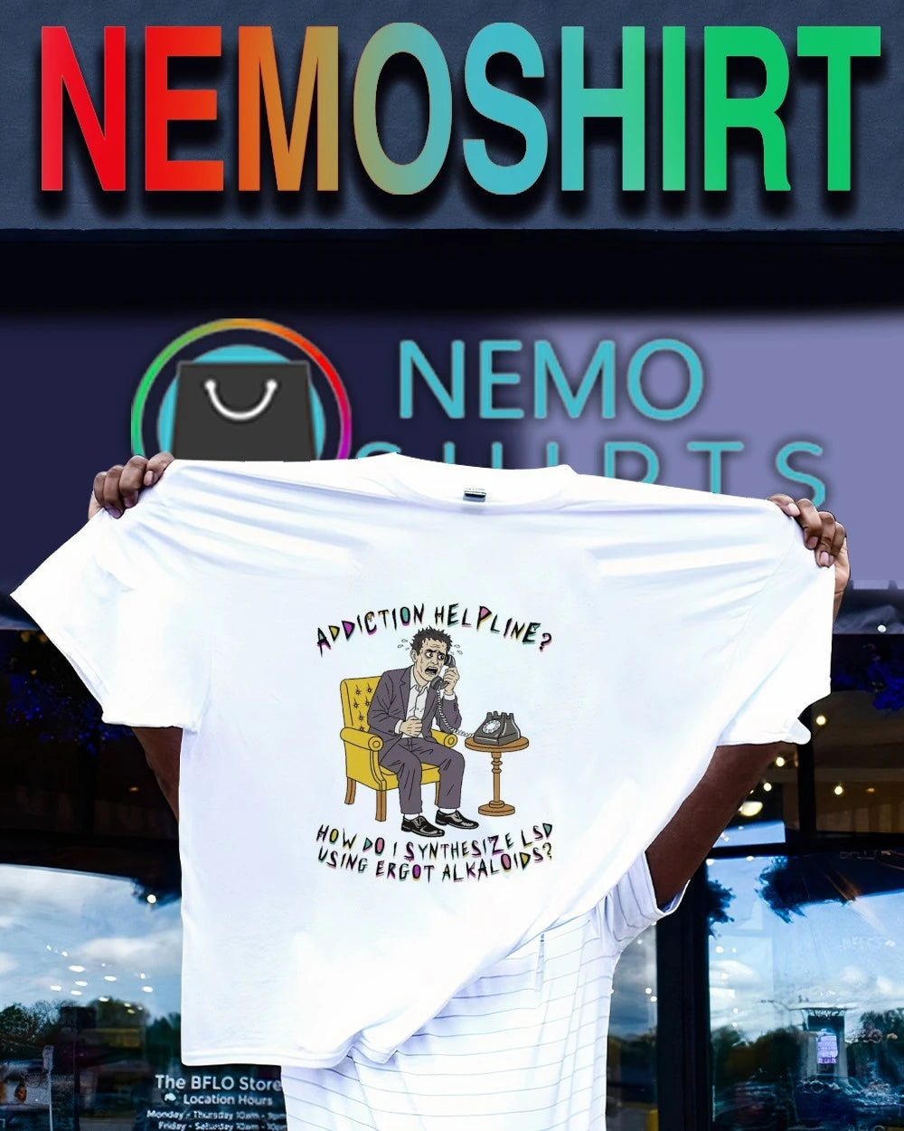 Addiction Helpline How Do I Synthesize LSD Using - Adult & Kids T-Shirts, Sweatshirts & Hoodies apparel design preview 1