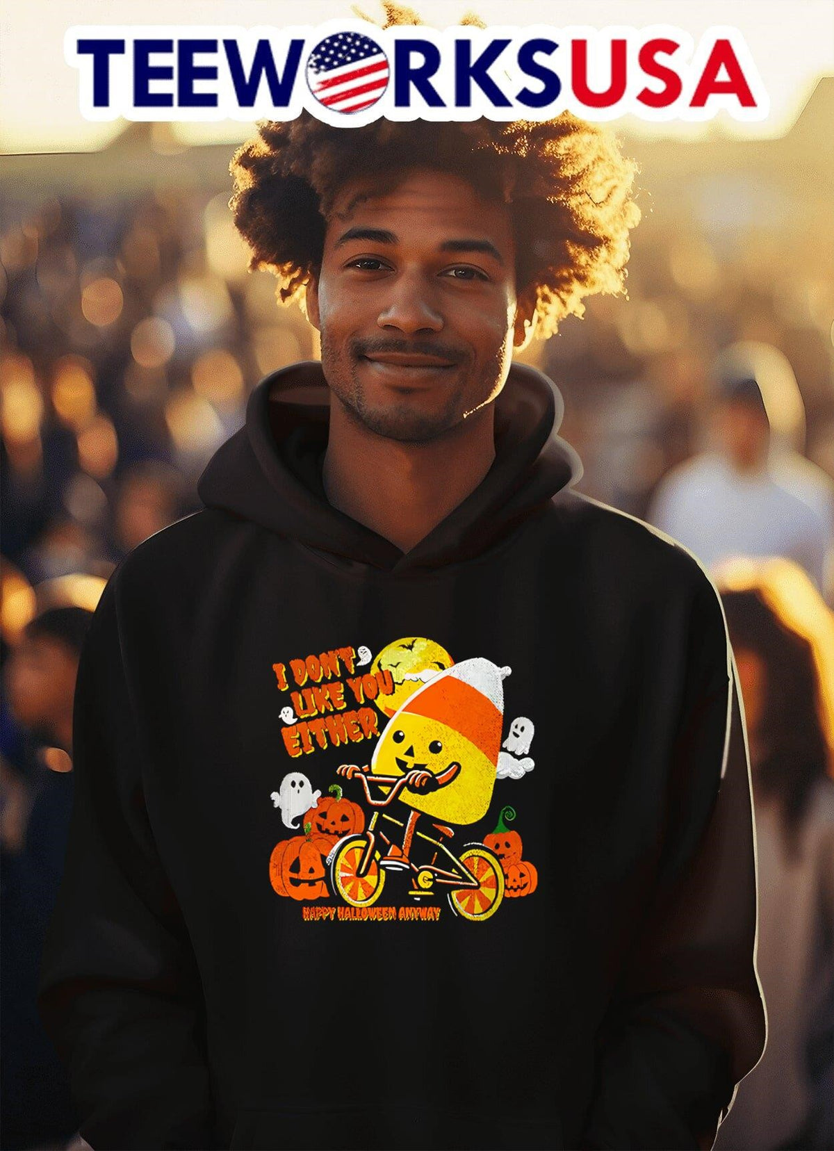 I don't like you either Happy Halloween anyway - Adult & Kids T-Shirts, Sweatshirts & Hoodies apparel design preview 2