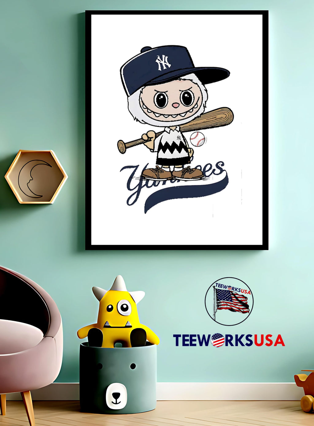 Labubu Charlie Brown New York Yankees - Adult & Kids T-Shirts, Sweatshirts & Hoodies apparel design preview 3