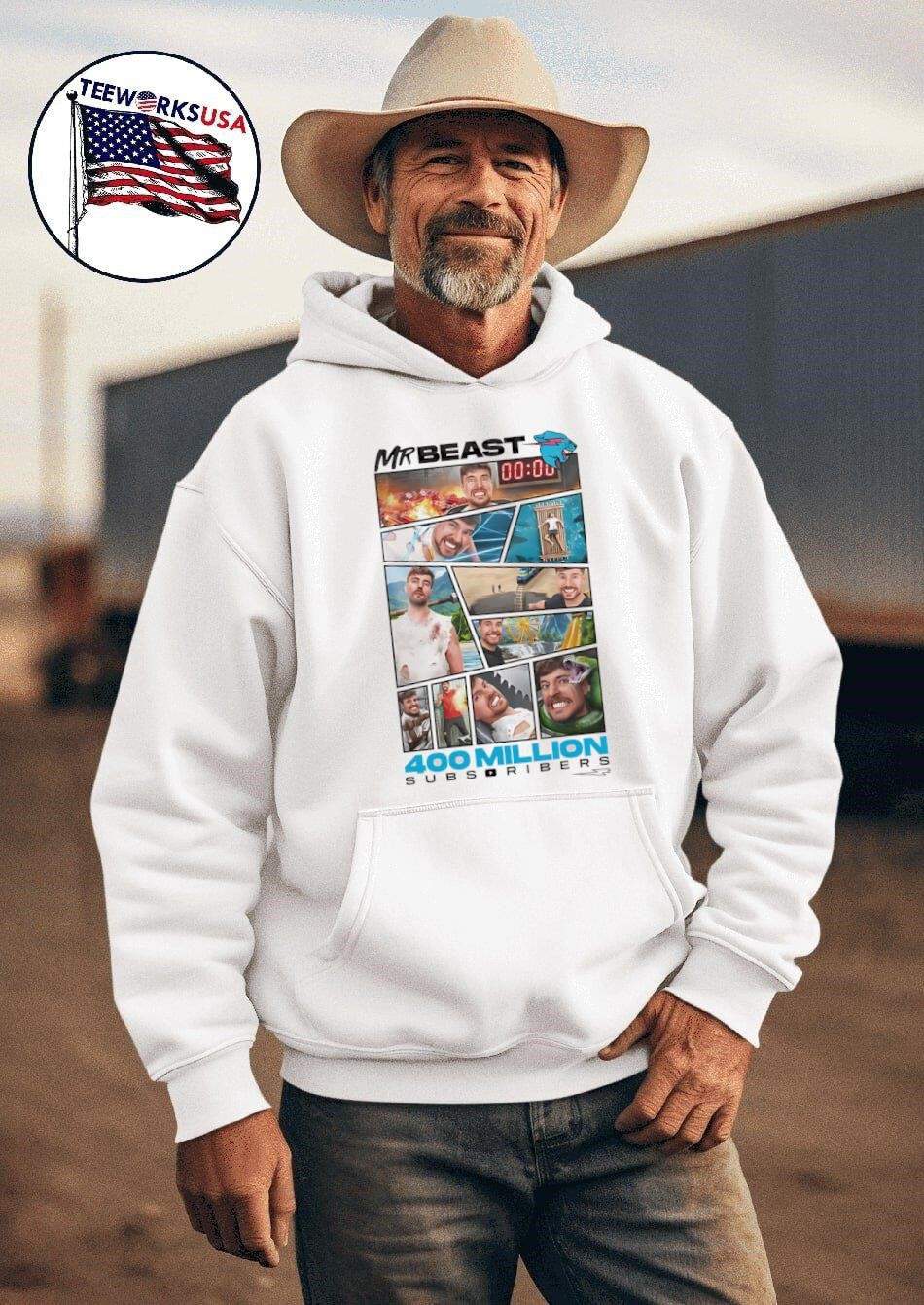 Mr Beast 400 Million Subscribers - Adult & Kids T-Shirts, Sweatshirts & Hoodies apparel design preview 2
