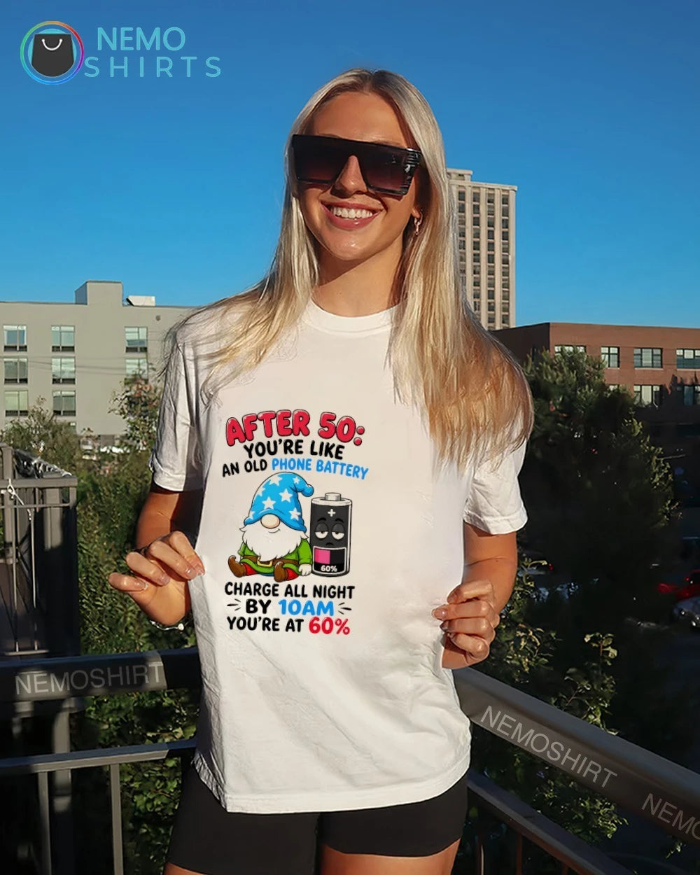 After 50 You're Like an Old Phone Battery Gnome - Adult & Kids T-Shirts, Sweatshirts & Hoodies apparel design preview 7